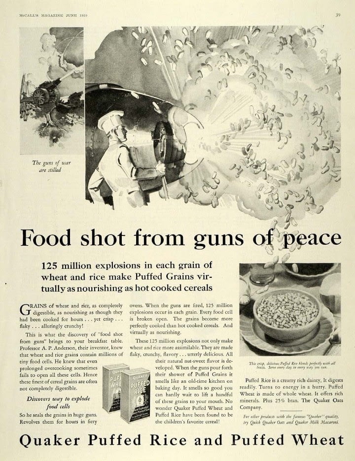Food shot from guns of peace